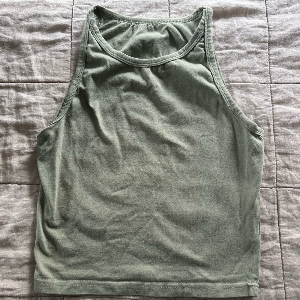 army green racer back cropped tank top size medium